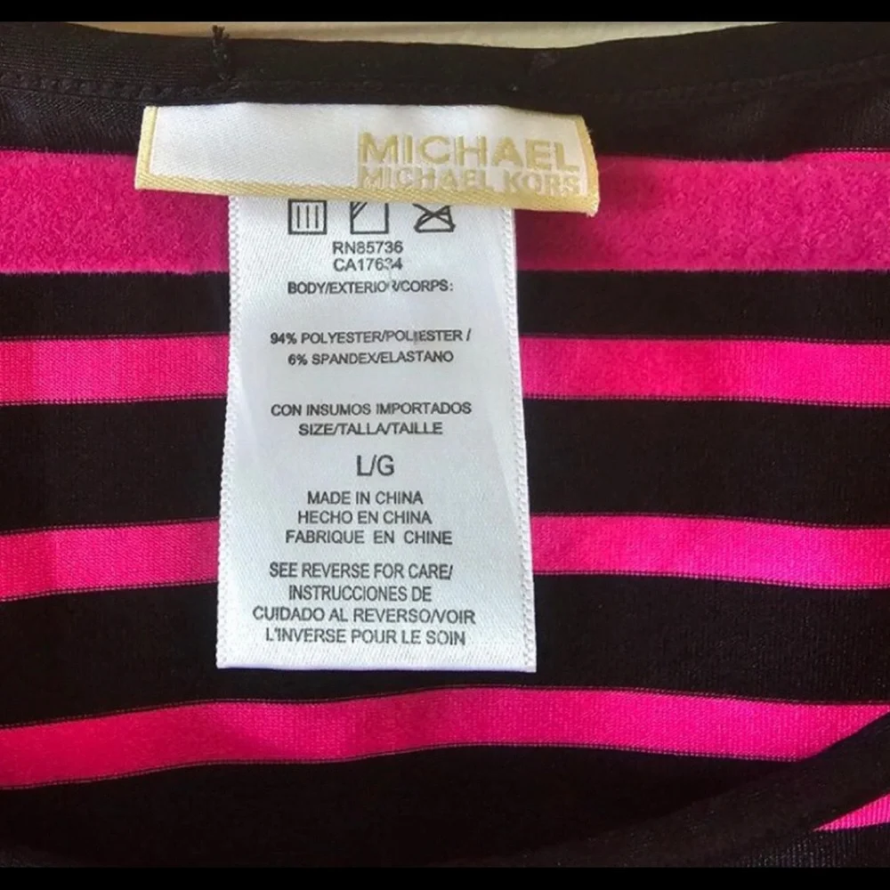 Michael Kors Pink & Black Strip Top